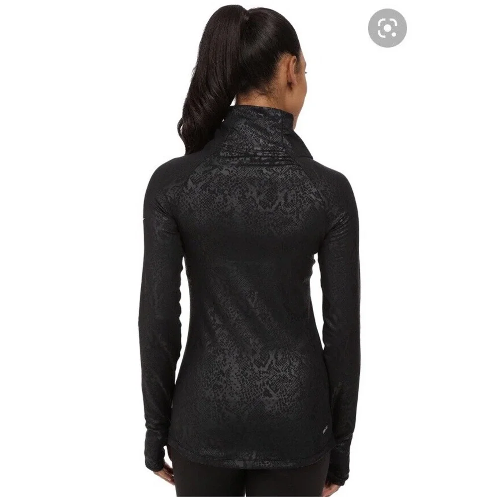 Nike Pro Dri-FIT Top Black Snakeskin Cowl Neck Thumbhole Womens Medium Running
